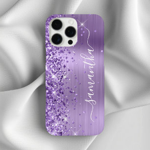 Funda iPhone 16 Pro Max Purpurina Luz Purpura Firma Glam Femenina
