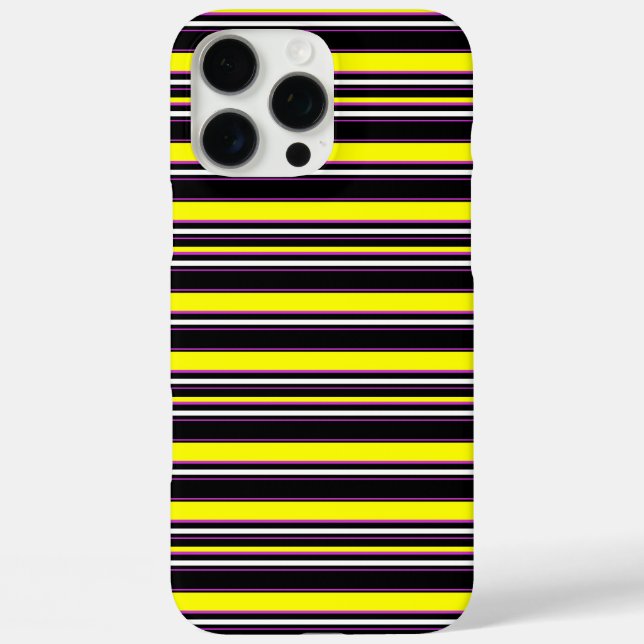 Funda iPhone 16 Pro Max Rayas amarillas negras lindas (Reverso )