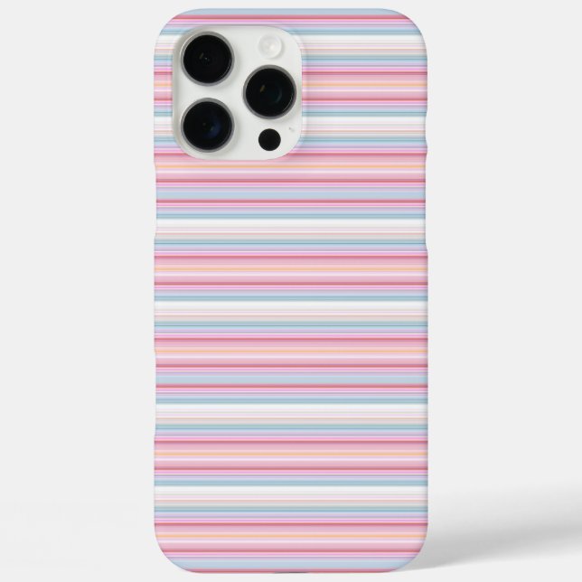 Funda iPhone 16 Pro Max Rayas blancas rosadas lindas (Reverso )
