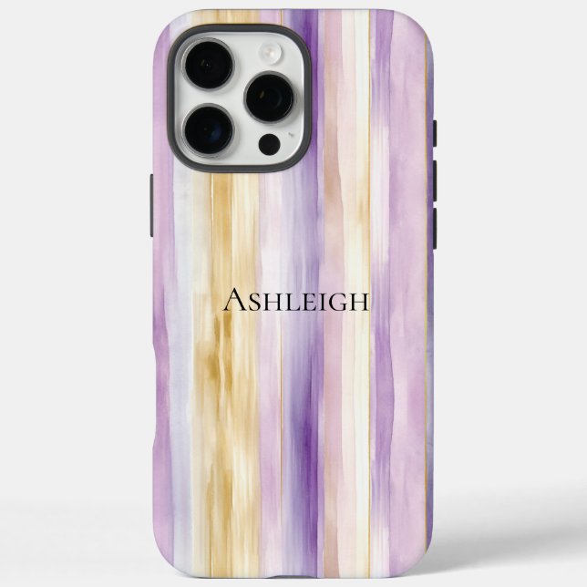 Funda iPhone 16 Pro Max Rayas de Iris Crema Púrpura   (Reverso)