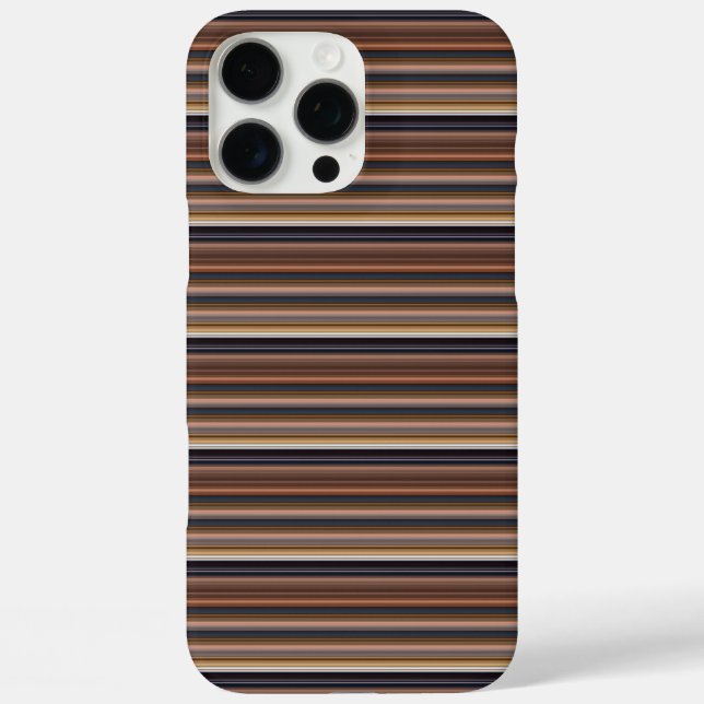 Funda iPhone 16 Pro Max Rayas marrones azules lindas (Reverso )