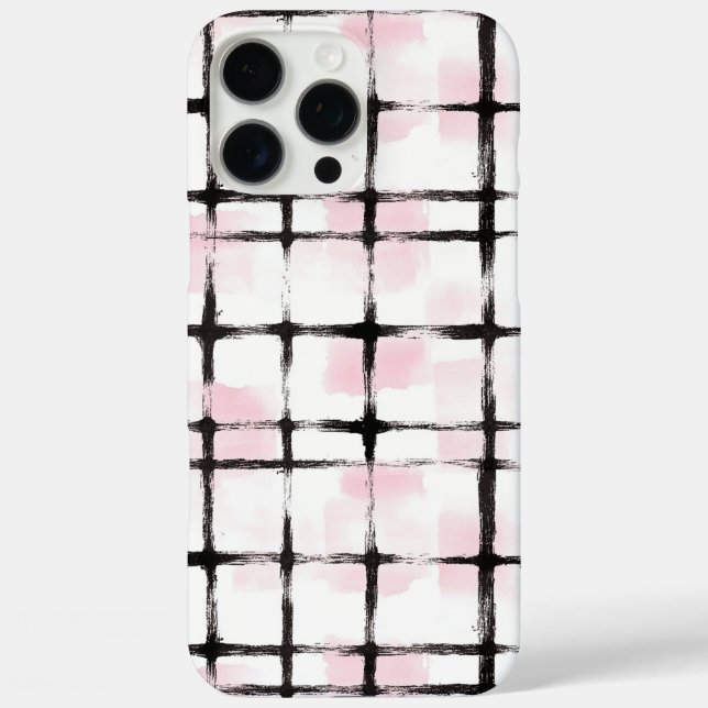 Funda iPhone 16 Pro Max Rayas Negras Rosa   (Reverso )