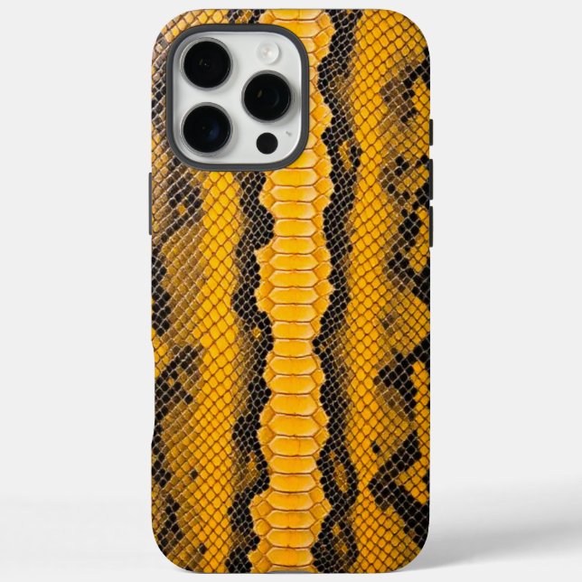 Funda iPhone 16 Pro Max Recubrimiento de citrina: Textura de serpiente ama (Reverso)