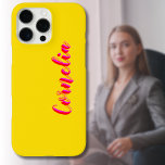 Funda iPhone 16 Pro Max Red 3D Magenta Nombre manuscrito | Funny Goldenrod<br><div class="desc">Moderno Neon Goldenrod iPhone 16 Funda (Red y Magenta Pink Shadow 3D Text Name) Añade tu nombre,  apellido,  letras iniciales. Personalice el producto para su personalizado. Haga clic en el botón "Personalizar It" para cambiar el color de fondo,  los estilos de fuente y el color de fuente.</div>