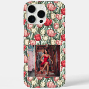 Funda iPhone 16 Pro Max Regalo de aniversario elegante Tulipán Floral Pers