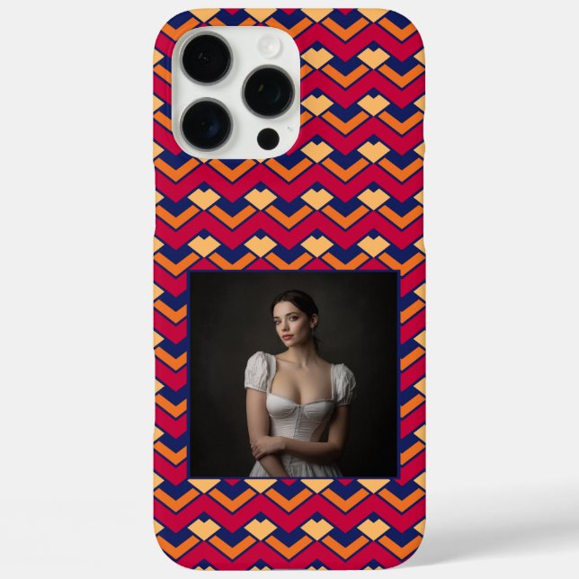 Funda iPhone 16 Pro Max Regalos artísticos para marido con patrón Chevron (Reverso )