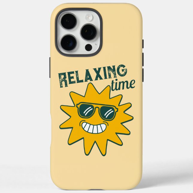 Funda iPhone 16 Pro Max Relajante tiempo sol sonriente con gafas de sol (Reverso)