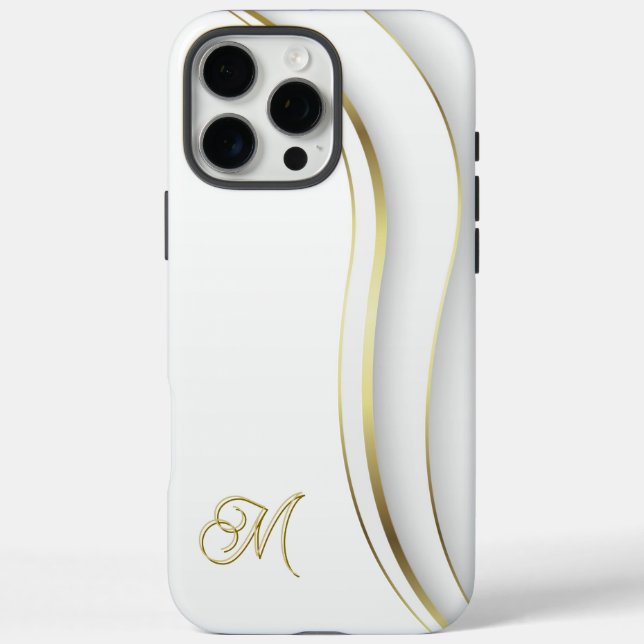 Funda iPhone 16 Pro Max Remolino Dorado Monograma  (Reverso)
