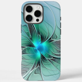 Funda iPhone 16 Pro Max Resumen Con Arte Fractal Azul Y Moderno