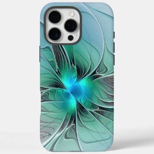 Funda iPhone 16 Pro Max Resumen Con Arte Fractal Azul Y Moderno
