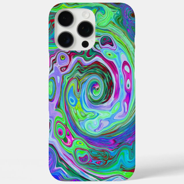 Funda iPhone 16 Pro Max Resumen de Groovy Swirl Retro Green, Red and Magen (Reverso )