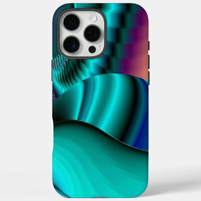Funda iPhone 16 Pro Max Resumen futurista arte arte arcoiris metálico en 3 (Reverso)