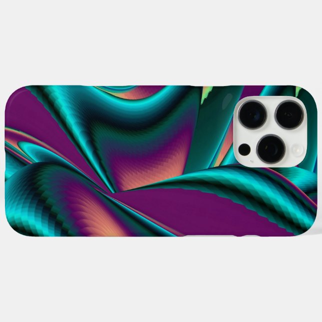 Funda iPhone 16 Pro Max Resumen futurista arte arte arcoiris metálico en 3 (Reverso  (Horizontal) )