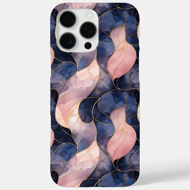 Funda iPhone 16 Pro Max Resumen rosa azul de moda (Reverso )