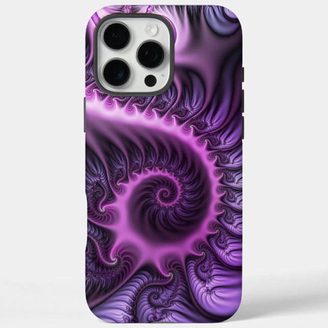 Funda iPhone 16 Pro Max Resumen Vivid Guay Pink Purple Fractal Art Spiral (Reverso)