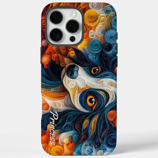 Funda iPhone 16 Pro Max Retrato colorido de crema china (Reverso)