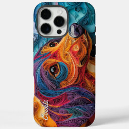 Funda iPhone 16 Pro Max Retrato colorido de Dachshund