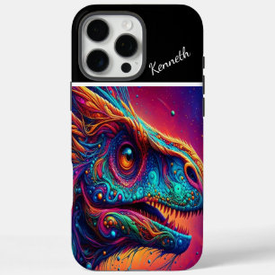 Funda iPhone 16 Pro Max Retrato Cósmico de Dinosaurio Raptor