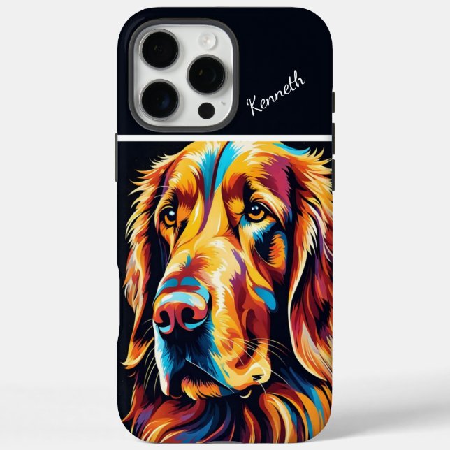 Funda iPhone 16 Pro Max Retrato de Golden Retriever (Reverso)