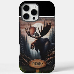 Funda iPhone 16 Pro Max Retrato De Moose Con Nombre