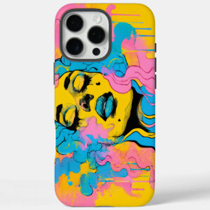 Funda iPhone 16 Pro Max Retrato de mujer psicodélico colorido impresión de