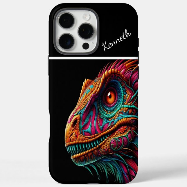 Funda iPhone 16 Pro Max Retrato de Raptor Ornate Dragon (Reverso)