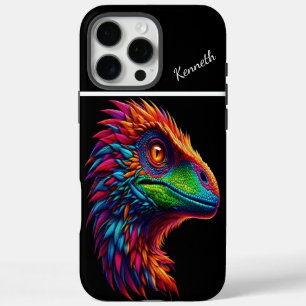 Funda iPhone 16 Pro Max Retrato de Raptor Rainbow Dino