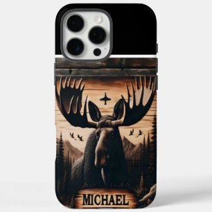 Funda iPhone 16 Pro Max Retrato Moose quemado de madera