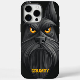 Funda iPhone 16 Pro Max Retrato negro gruñón Schnauzer