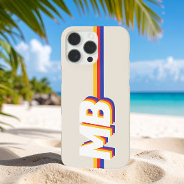 Funda iPhone 16 Pro Max Retro Stripes Monograma inicial personalizado