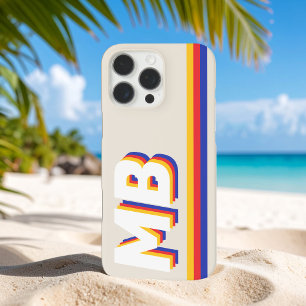 Funda iPhone 16 Pro Max Retro Stripes Monograma inicial personalizado