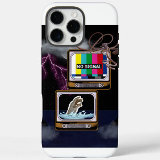 Funda iPhone 16 Pro Max Retro TV No Signal Ocean Storm Surreal Art