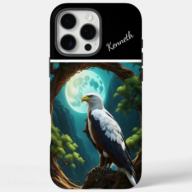 Funda iPhone 16 Pro Max Río azul luna con águila (Reverso)