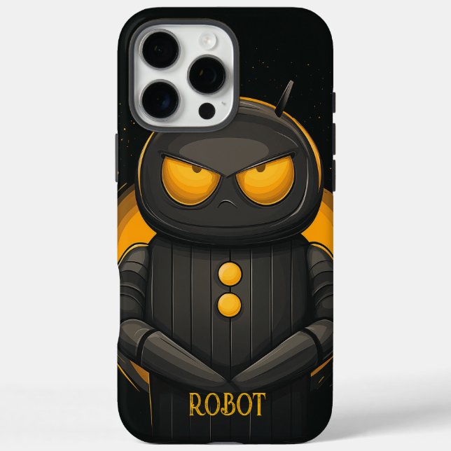 Funda iPhone 16 Pro Max Robot gruñón personalizado (Reverso)