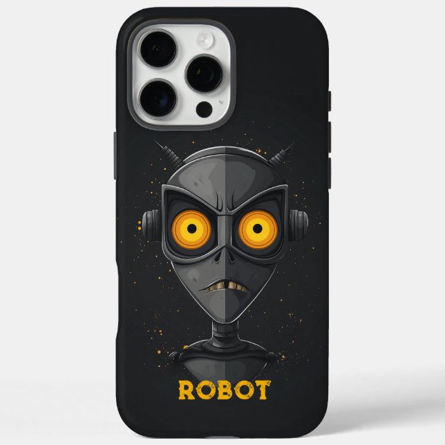 Funda iPhone 16 Pro Max Robot negro enojado (Reverso)