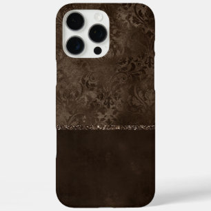 Funda iPhone 16 Pro Max Romance bronce de medianoche Damasco satinado