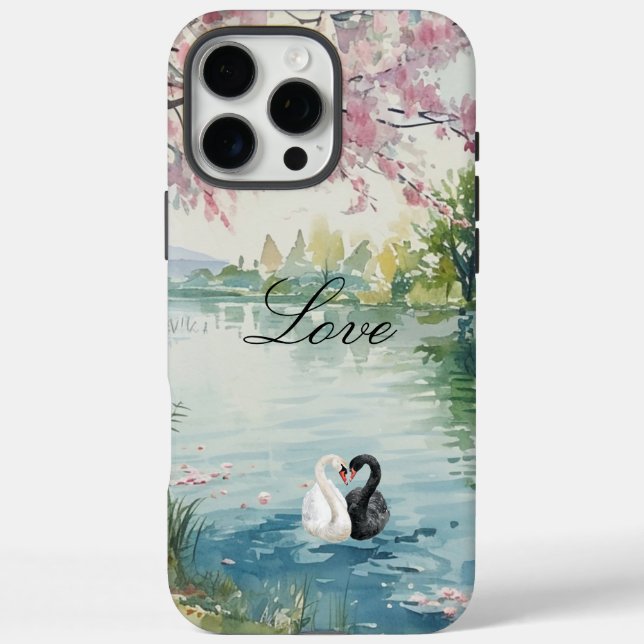 Funda iPhone 16 Pro Max Romantic Swans Lake Love (Reverso)