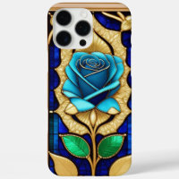 Rosa Azul Dorada en Marco Decorativo