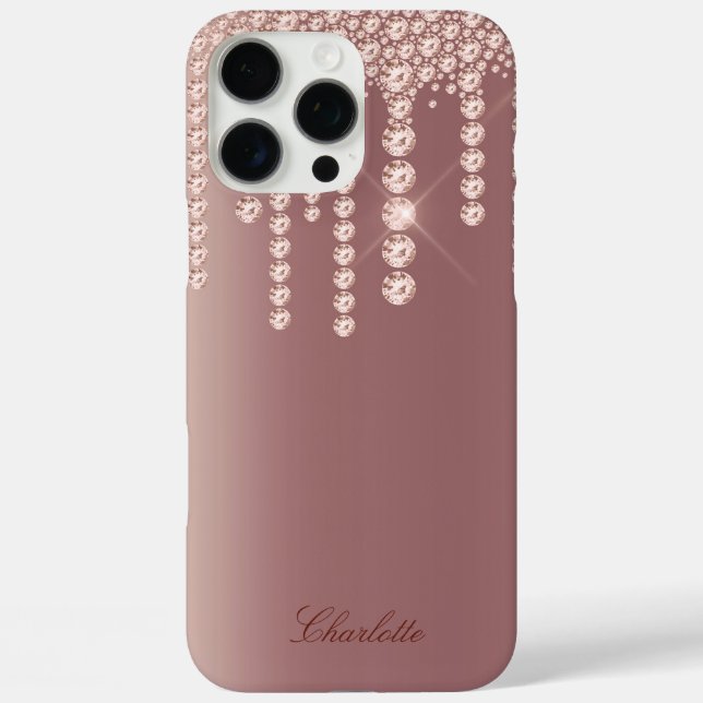 Funda iPhone 16 Pro Max Rosa Gold Diamond Look (Reverso )