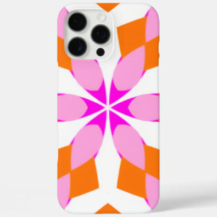Funda iPhone 16 Pro Max Rosa Púrpura y Naranja Floral Geométrico