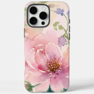 Funda iPhone 16 Pro Max Rosa Rubor Acuarela Peonía Floral