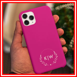 Funda iPhone 16 Pro Max Rosa y Blanco   Monograma de Iniciales Modernas