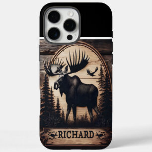 Funda iPhone 16 Pro Max Rótulo de Madera de Moose personalizado