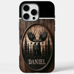 Funda iPhone 16 Pro Max Rótulo de Moose tallado por personalizado