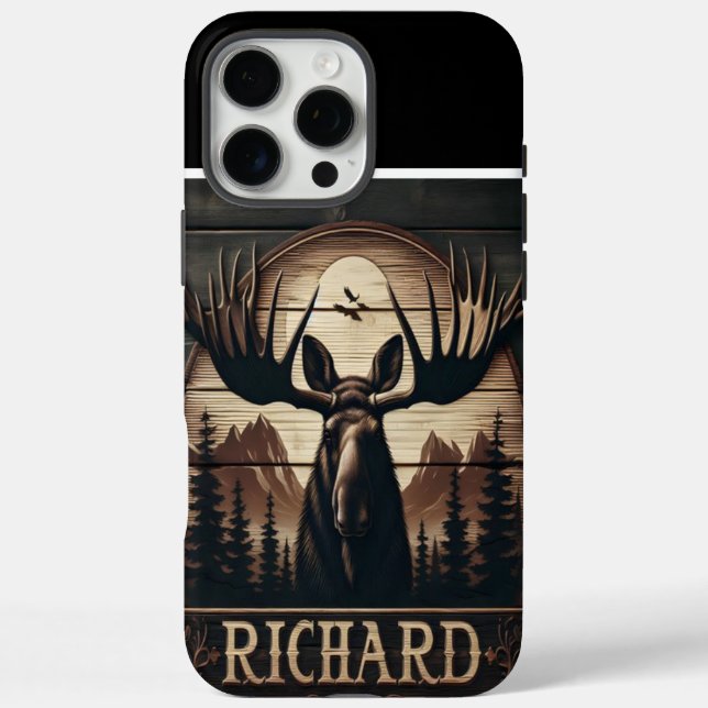 Funda iPhone 16 Pro Max Rótulo Moose and Mountains (Reverso)