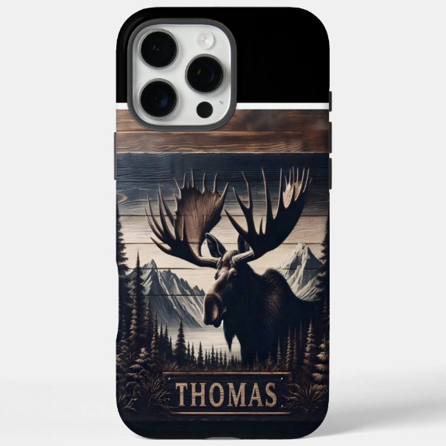 Funda iPhone 16 Pro Max Rótulo Moose & Mountains (Reverso)