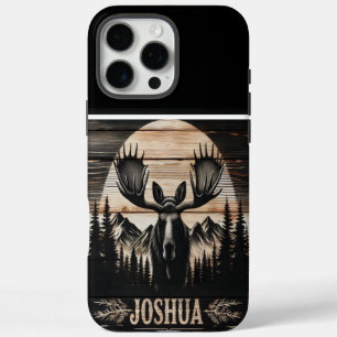 Funda iPhone 16 Pro Max Rótulo Moose Silhouette Wood