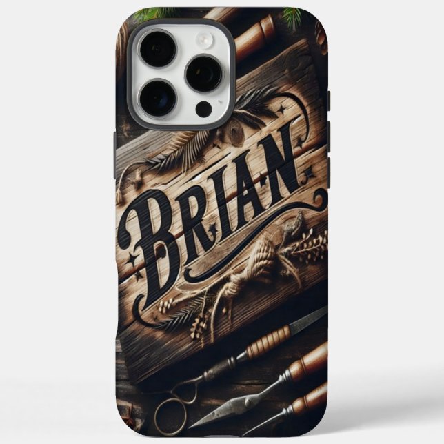 Funda iPhone 16 Pro Max Rótulo Rustic Brian (Reverso)