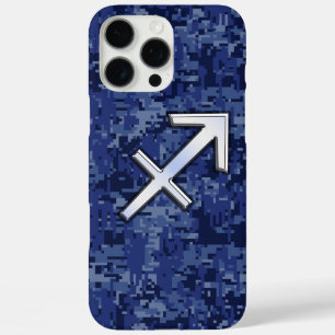 Funda iPhone 16 Pro Max Rótulo Sagittarius Zodiac en camuflaje digital nav