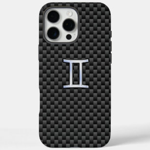 Funda iPhone 16 Pro Max Rótulo zoológico de Gemini sobre la fibra de carbo